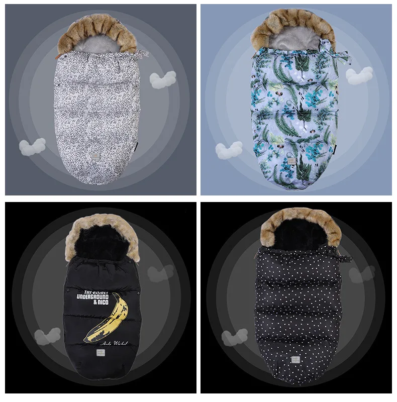 Утепленная муфта для коляски; спальный мешок для новорожденных; зимний хлопковый конверт с принтом; спальный мешок для коляски; муфта для ног