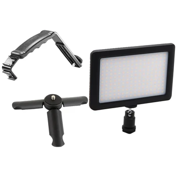

12W 192 LED Studio Video Continuous Light with Universal Microphone Stand L Bracket Camera Grip with 2 Hot Shoe Mounts