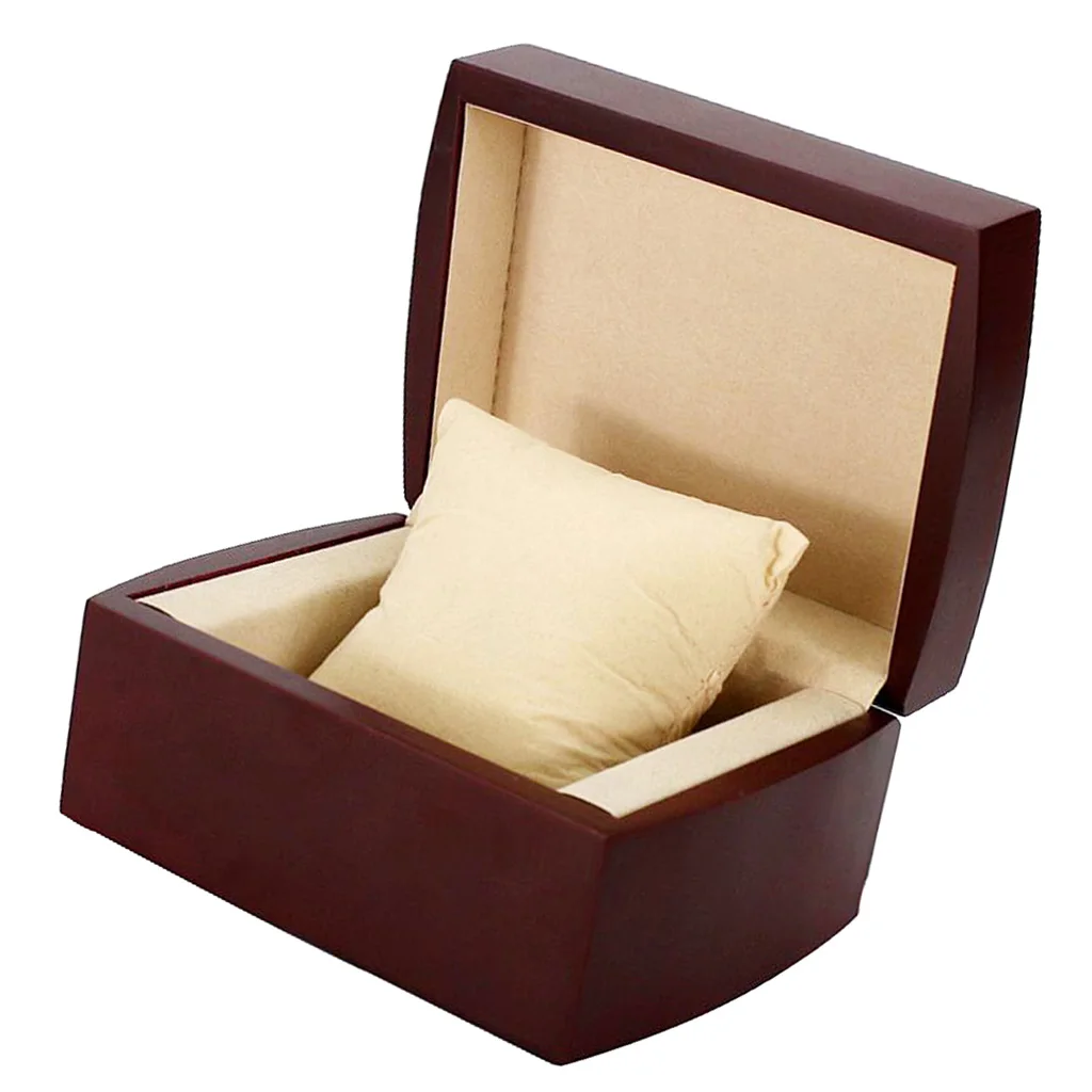 Vintage Wine Red Single Slots Wooden Watch Storage Box With Protective Removable Cushion for Jewelry Wristwatch