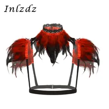 Для женщин жгут готический, викторианской эпохи из натуральных перьев Болеро шаль фиксатор для плеча накидка с меховой воротник для Хэллоуина Косплэй костюм вечерние
