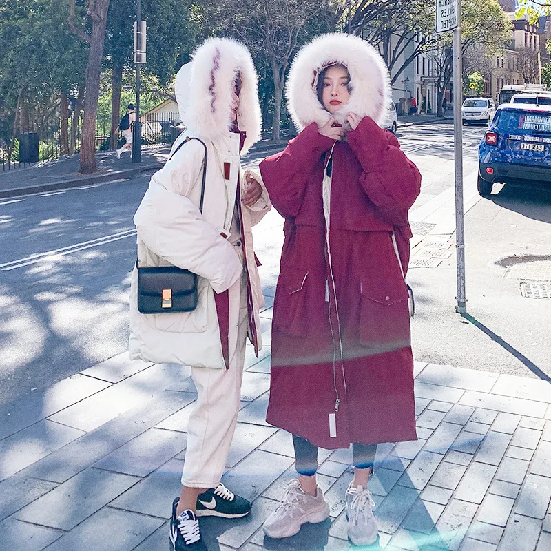 

Photo Shoot down Jacket Cotton-padded Clothes Women's Mid-length 2019 Winter New Style Korean-style Loose-Fit Large Fur Collar W