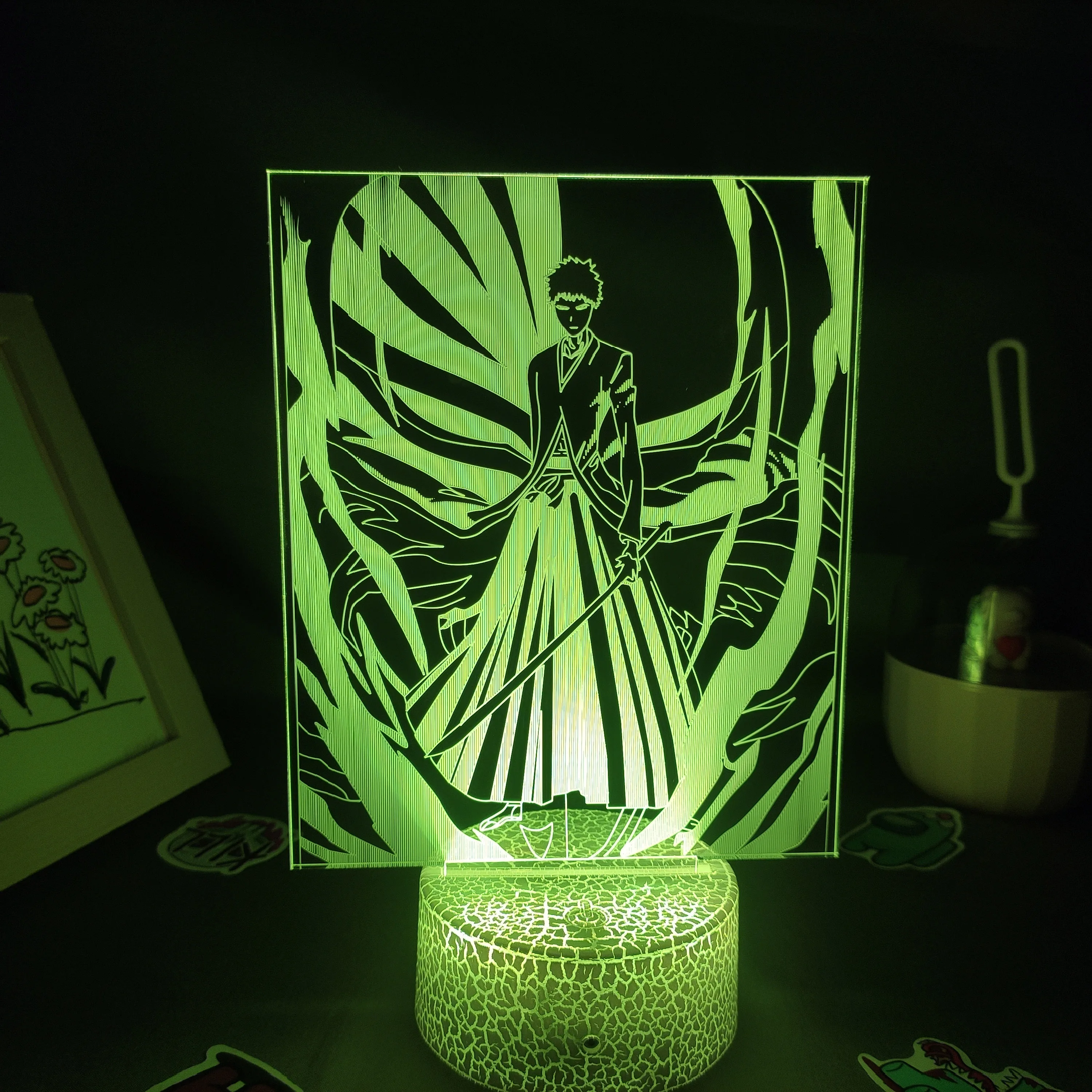 Bleach Anime Figure Kurosaki Ichigo Shikai 3D Led Manga RGB USB Night Lights Birthday Gifts For friends Bedroom Table Decoration night stand lamps