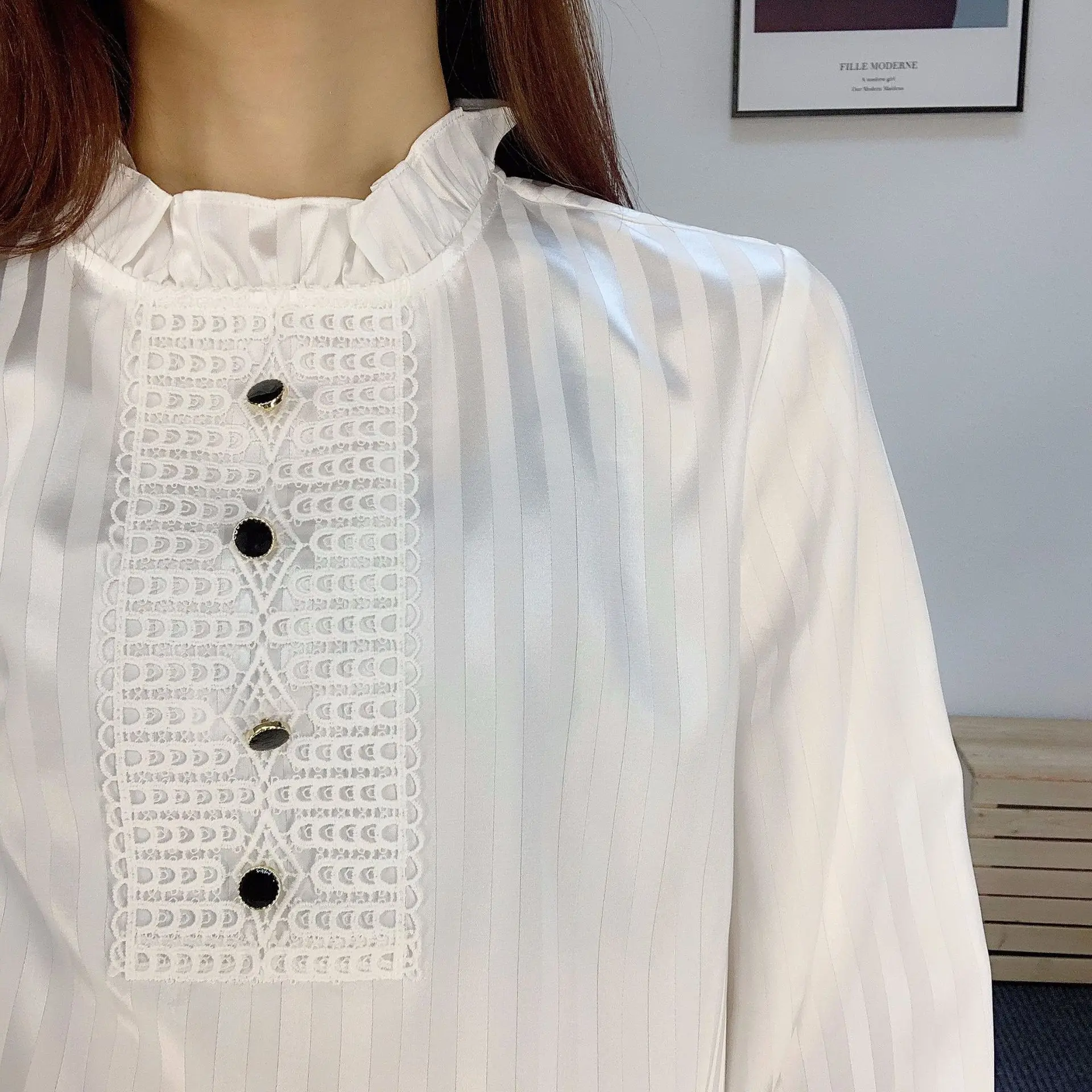 

New 2020 spring high end Japanese women s court Shirt Top Black and white