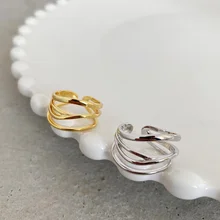 925 Sterling Silver Irregular Lines Rings Gift For Women Open Adjustable Designer Geometry Gothic Accesories 2021 Jewellery