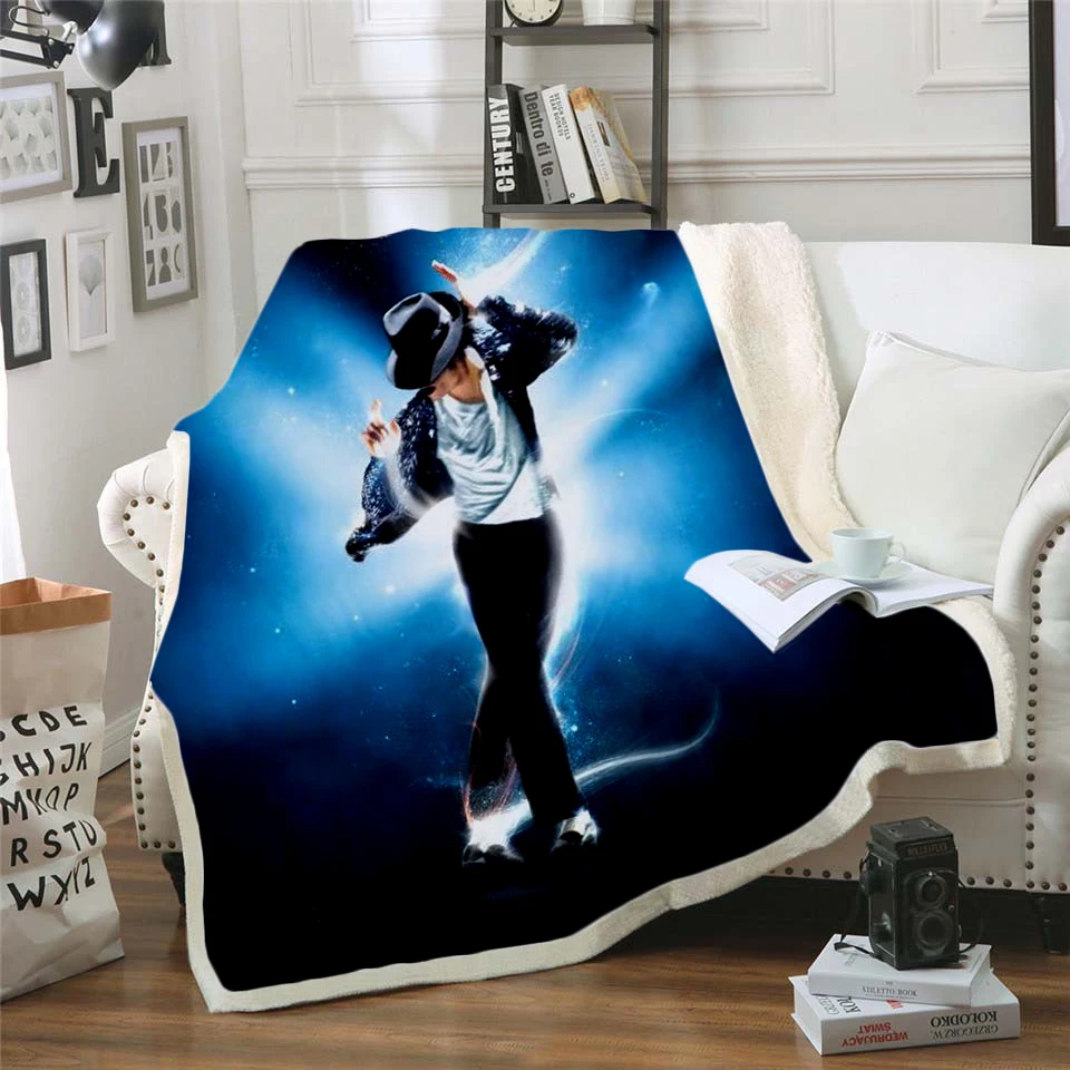 Michael Jackson 3d printed fleece blanket for Beds Hiking Picnic Thick Quilt Fashionable Bedspread Sherpa Throw Blanket style-7