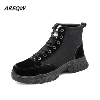 

2019 Winter Warm Men's Martin Boots Flat Bottom Trend High To Help Versatile Wear Comfortable New Plus Velvet Men's Boots