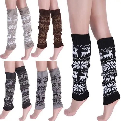 

Hot Fashion Leg Warmers Women's Winter Deer Style Knit Crochet Stocking Leg Warmers Knee High Boot Socks гетры женские
