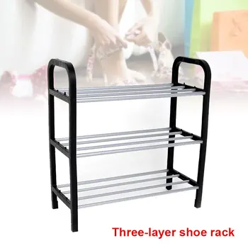 

New 3 Tier Plastic Shoe Rack Storage Organizer Stand Holder Black Light
