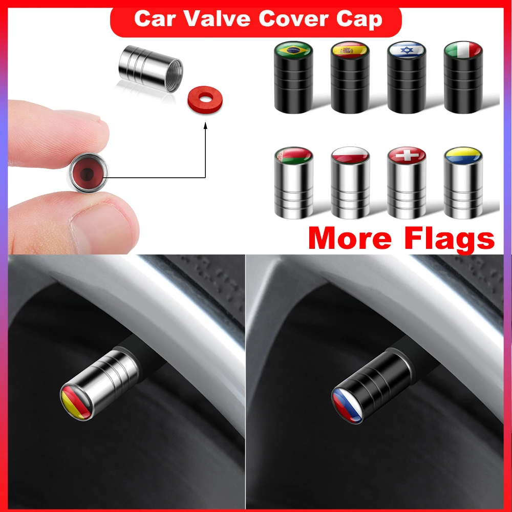 4PCS Car National Flags Badge Wheel Tire Valve Stem Cap Cover For Germany Korea Portugal Turkey UK Italy Israel France Canada | Автомобили