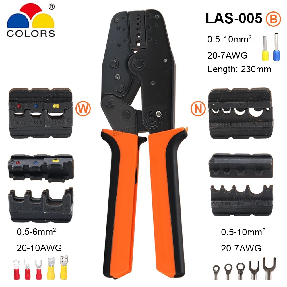 Обжимные плоскогубцы 0 5-6/10mm2 20-10/7AWG Bootlace голые неизолированные клеммы Сменные
