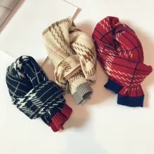 Осенне-зимний вязаный детский шарф, модные мужские шаровары в клектку в Корейском стиле, кольцевой шарф для мальчиков и девочек 35