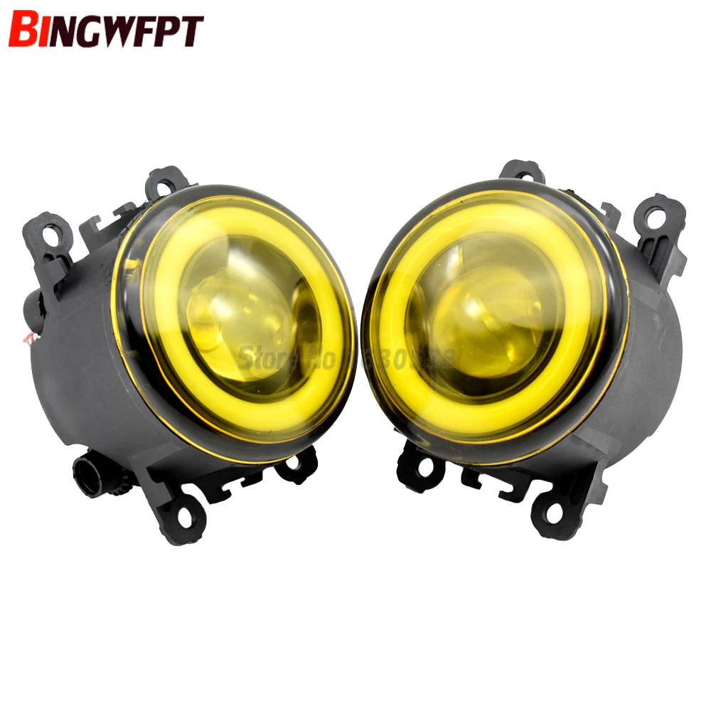 2x новые ангельские глазки на передний бампер для автомобильного стайлинга светодиодный Противотуманные фары с линзой для Fiat Punto Evo 2010-2012 - Цвет: LED-yellow