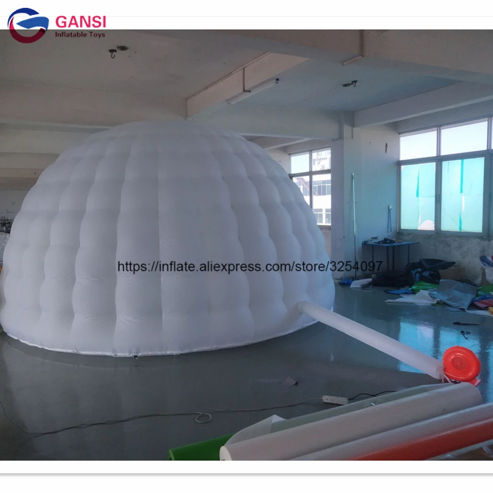 Free shipping door to door white inflatable igloo tent with LED lighting ,customized led inflatable dome tent for party