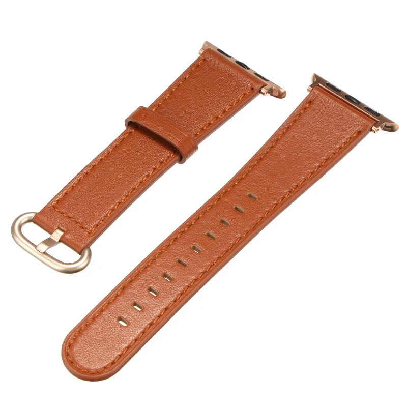 

38mm 40mm 42mm 44mm Leather Loop Watch Strap For Smart Watch Sport Replacement Bracelet Wrist With Stainless Steel Buckle