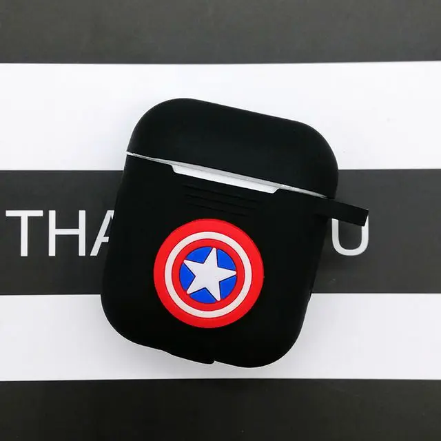 Captain America-2 Горячая Капитан Америка беспроводной Bluetooth наушники чехол для Apple AirPods защитный чехол s наушники чехол Супермен зарядная коробка - Цвет: Captain America-2
