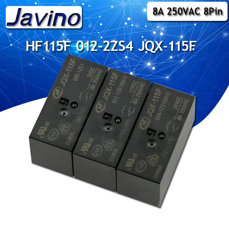 Реле HF115F 012-2ZS4 JQX-115F 024-2ZS4 HF115F-012-2ZS4-12VDC JQX-115F-024-2ZS4 005-2ZS4 12VDC DC5V 12V 24V 8A 250VAC 8Pin