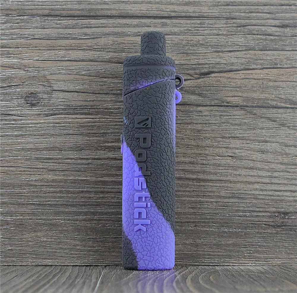 black purple Текстурированный чехол для Vaporesso PodStick, силиконовый чехол, защитный резиновый чехол, кожаный чехол, наклейка - Цвет: black purple