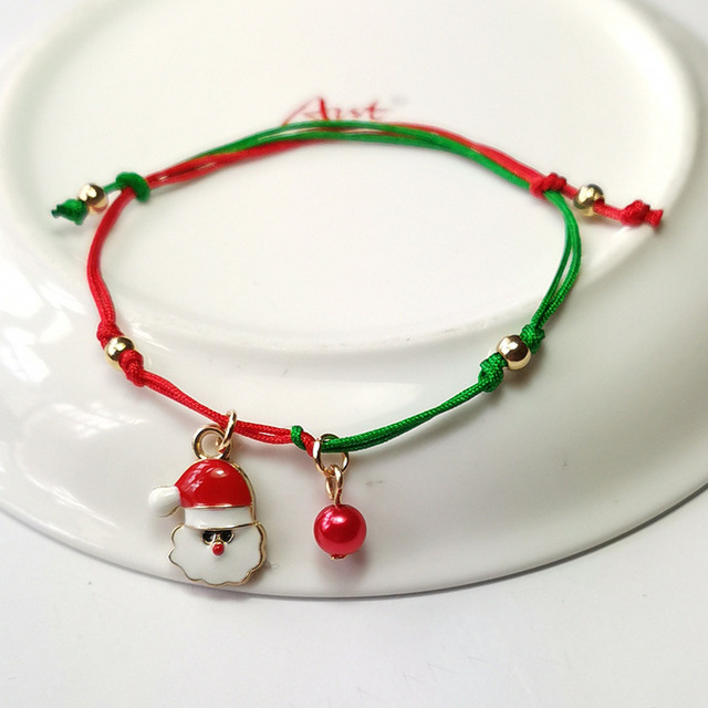 New Fashion Christmas Braided Bracelet For Woman Girl Santa Claus Christmas Tree Bracelet Christmas Child Children Gift
