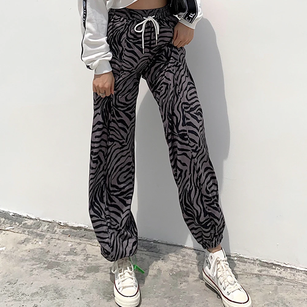 Zebra Printed Drawstring Sweatpants Joggers Women 2020 harajuku High Waist Loose Trousers Y2K Pants Capri Streetwear Zebra Printed Drawstring Sweatpants Joggers Women 2020 harajuku High Waist Loose Trousers Y2K Pants Capri Streetwear