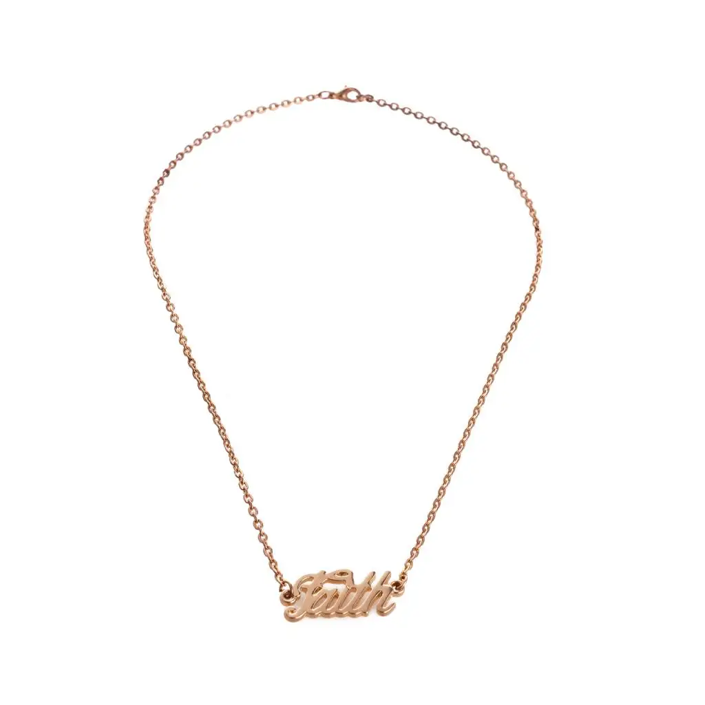 Written ''Courage/Love/Faith''  Suspended Word Pendant Clavicle Necklace Unisex Fancy Jewelry