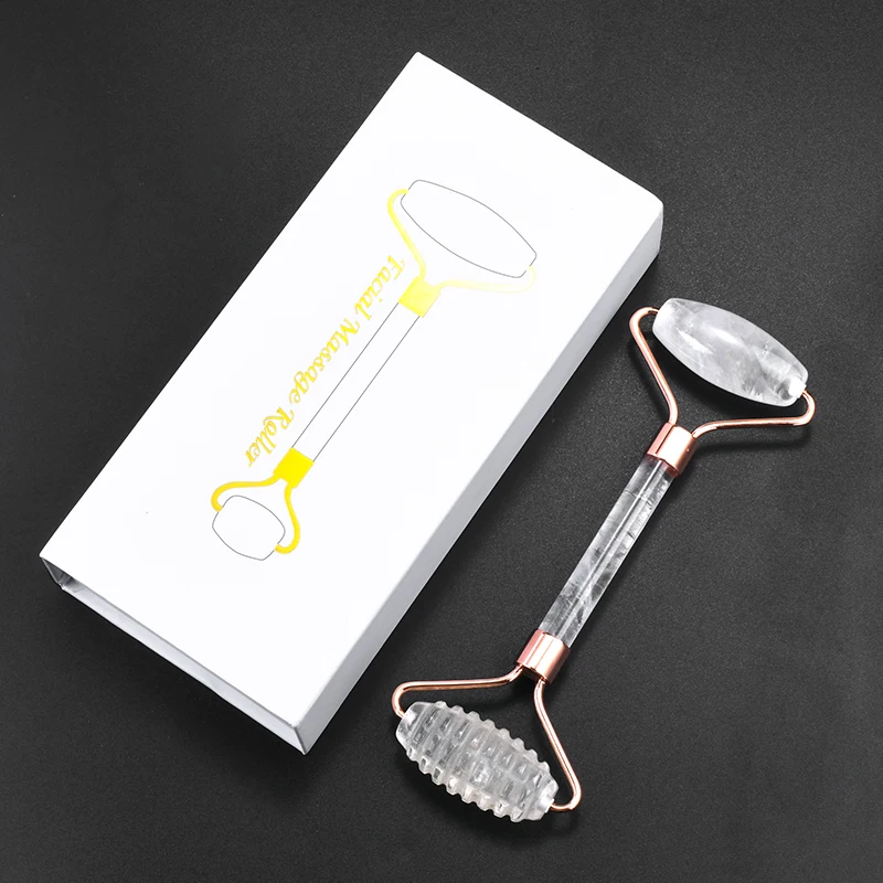 

Anti-Wrinkle Natural Rose Quartz Double Head Jade Roller Face Hand Massager Slimming Body Micro-Neck Therapy Massage Health Care