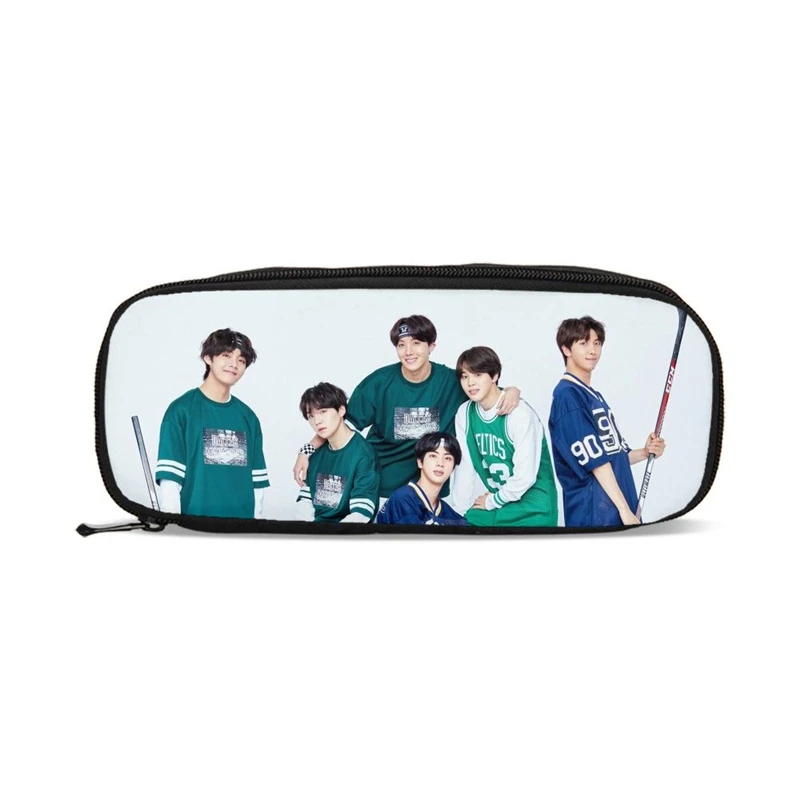 Дизайн Органайзер Детский кошелек SUGA Rap Monster JIN J-HOPE JUNG KOOK JIMIN V принт детский Карандаш Чехол школьный Хранение Кошелек - Цвет: Небесно-голубой