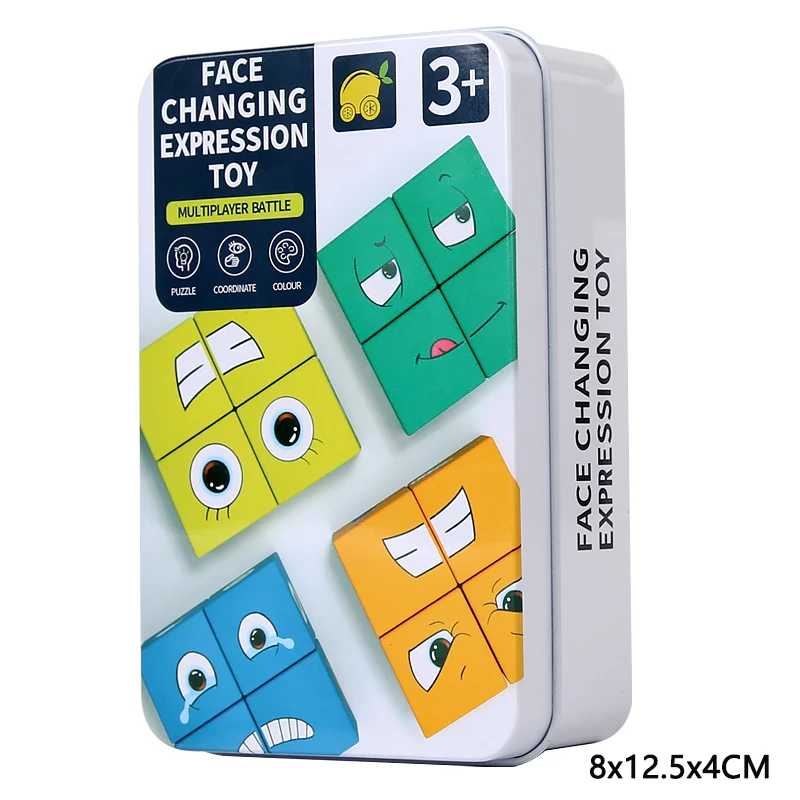 Wooden Face Changing Cube Puzzle Toy for Kids