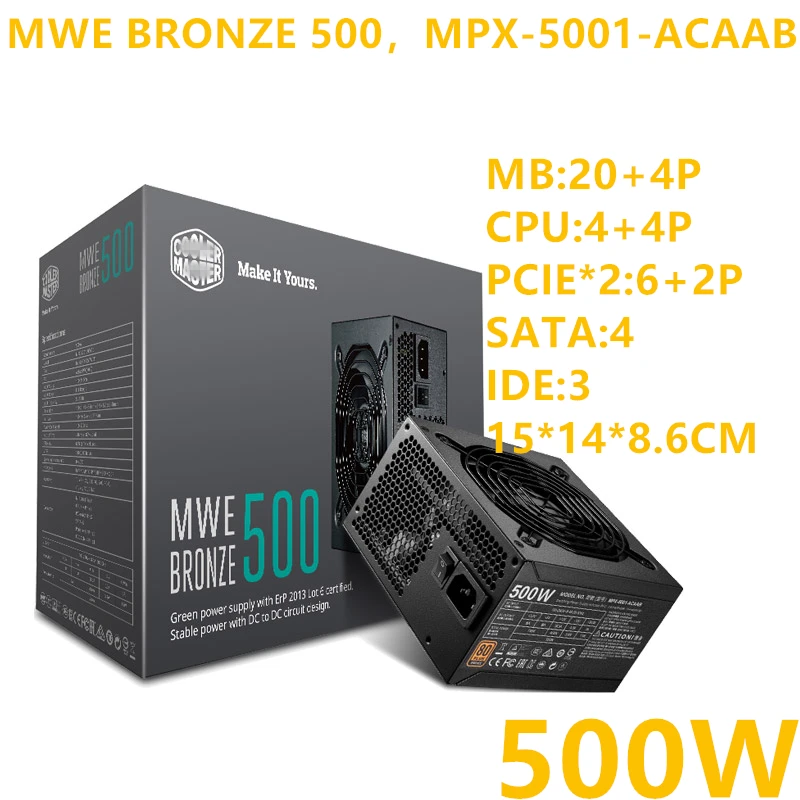 #^Special Price New PSU For Cooler Master Brand MWE BRONZE 500 ATX RTX2060 Back-line Power Supply 500W Power Supply MPX-5001-ACAAB