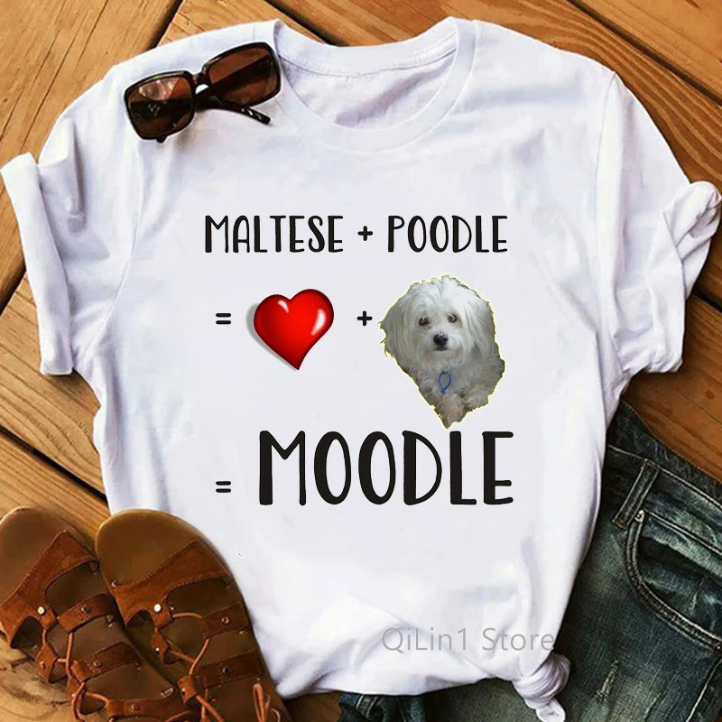 Maltese Print Graphic T Shirts Women Summer White T-Shirt Femme Casual Short Sleeve Summer Top Dog Lover Birthday Gift Clothes tee shirts Tees