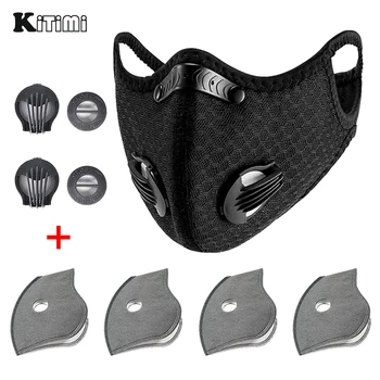 

Mask With 4 Replacement Pad 2 Exhaust Valves Breathable Half Face Reusable Mask Face Cover For Cycling Outdoor Working Essential