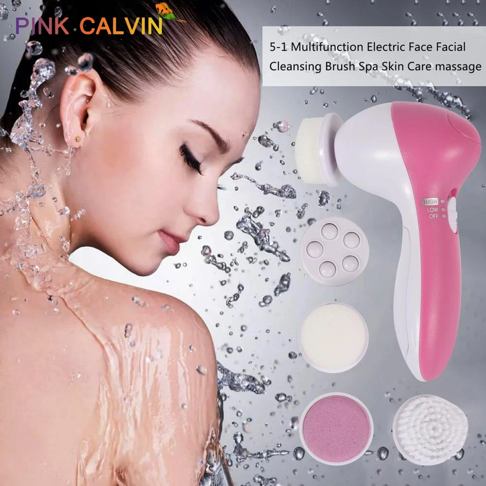 

5 in 1 Electric Wash Face Machine Facial Pore Cleaner Cleansing Massage Mini Skin Beauty Massager Brush clean brushes