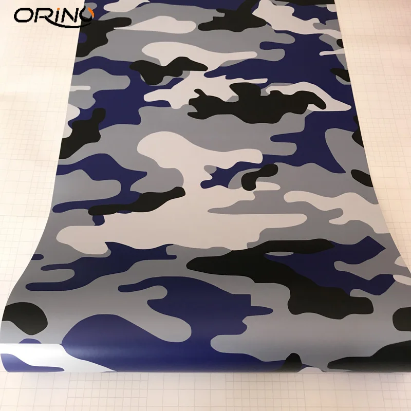 Black White Blue Camouflage Vinyl Film-4
