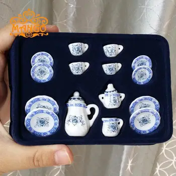 

5pcs Ceramic Tea Miniature Set Teapot Cups Model Scene Simulation Kids Baby Birthday Gifts