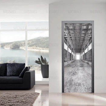 

Creative Industrial Wind Cement Frame Door Sticker Mural PVC Self-adhesive 3D For Living Room Bedroom Door Decor 3D Decal Poster