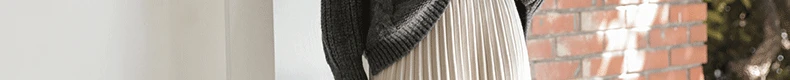 Осенне-зимние шерстяные вязаные плиссированные длинные юбки до середины икры с эластичной резинкой на талии, кашемировые толстые короткие трапециевидные вязаные длинные юбки