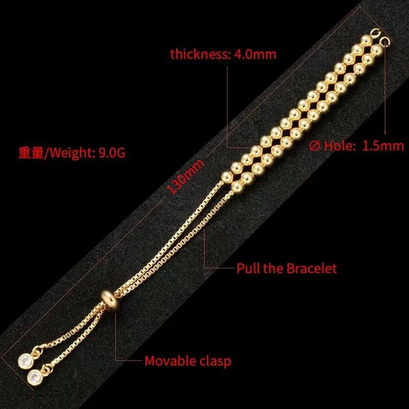 Basic slider tennis bracelet bead chain jewelry findings02