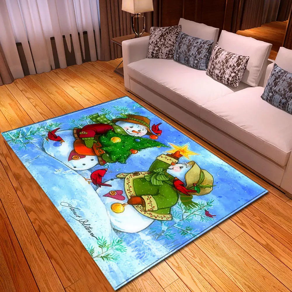 Merry Christmas Carpets Area Rugs Parlor Xmas Snowman Mat Dining Room Kids Room Bedroom Cartoon Rug Carpet for Living Room Decor - Цвет: No-6