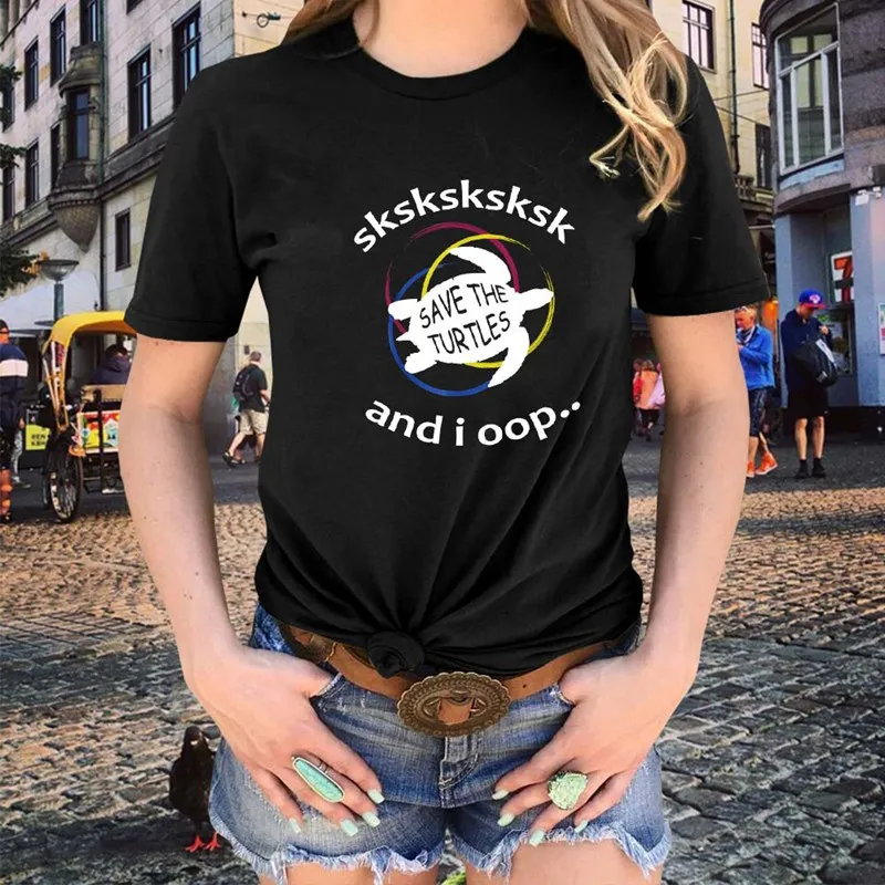 SKSKSK/футболка с надписью «Save The Turtles», Женская Винтажная футболка с коротким рукавом и круглым вырезом