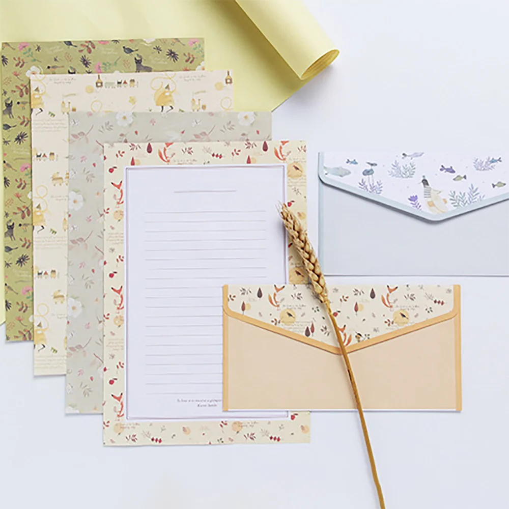 Sobre con patrón Floral, carta de boda, invitación, oficina, papelería, suministros escolares, 9 unids/lote