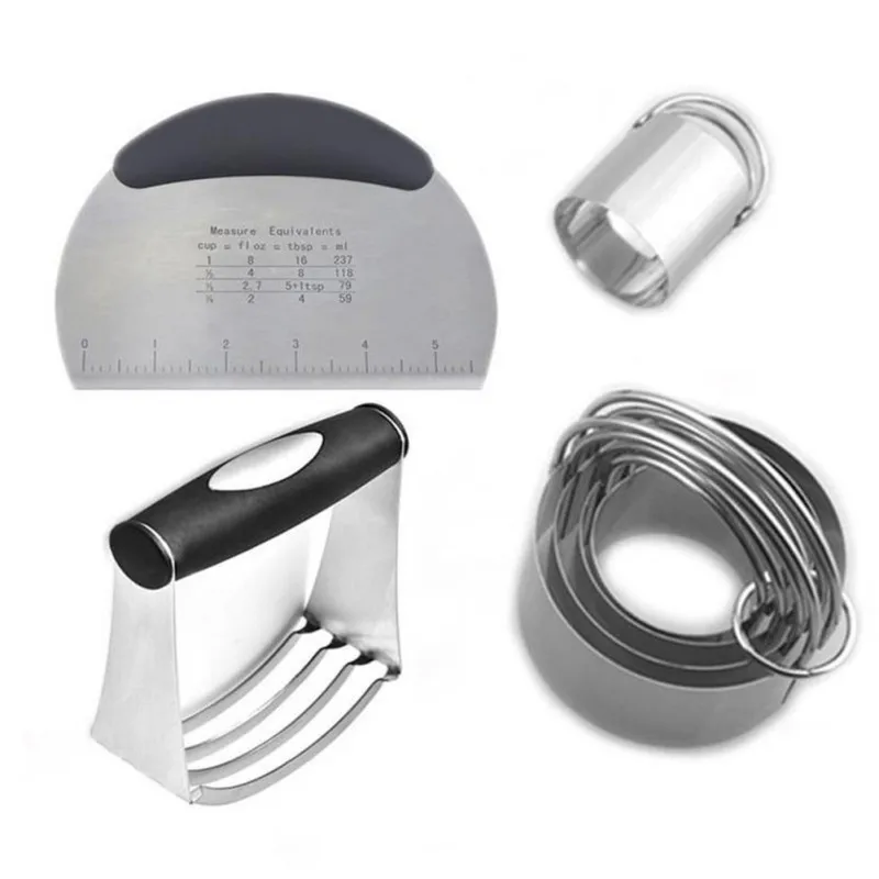 Biscuit Cutters Set + Dough Blender + Pastry Scraper,Stainless Steel