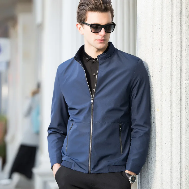Mens Bomber Jacket Spring Autumn Slim Fit Solid Male Thin Jackets Brand Business Casual Tops Men's windbreaker Plus Size | Мужская