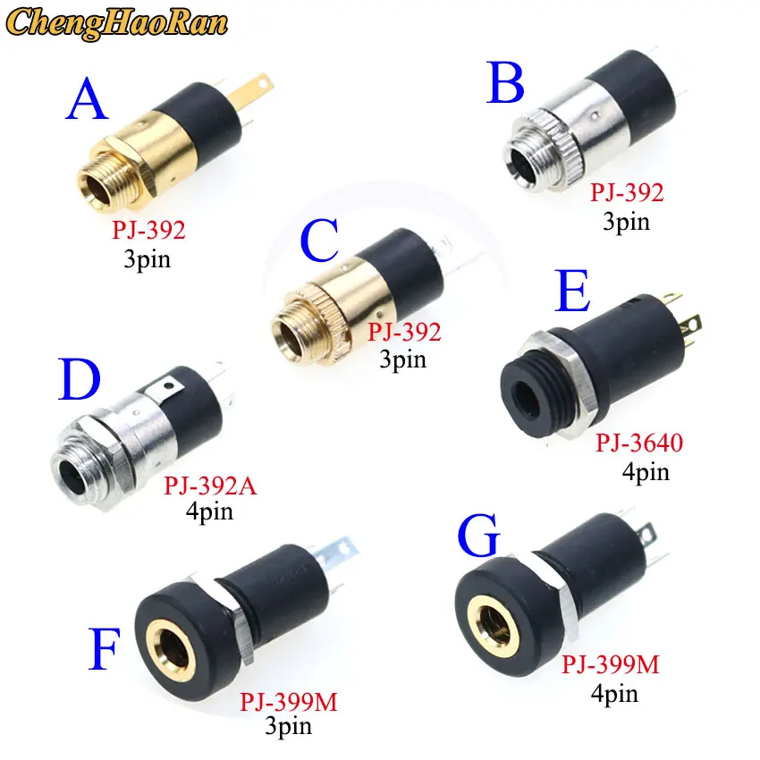 5PCS PJ Serie 3,5mm Stereo Buchse mit Schraube 3,5 Audio Kopfhörer Jack 3P Vertikale Doppel kanal Stecker 392 399 3640