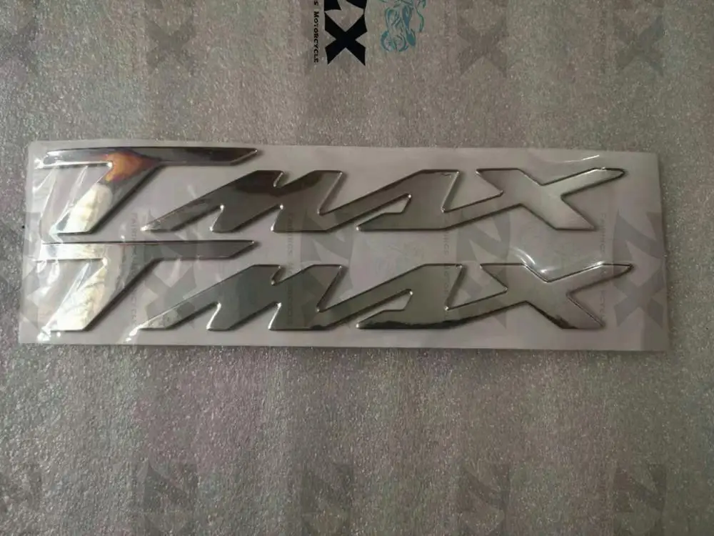 Пара эмблемы значок наклейка 3D tmax Обтекатели логотип "TMAX" наклейка для YAMAHA TMAX tmax серебро черный красный синий золото - Color: sliver