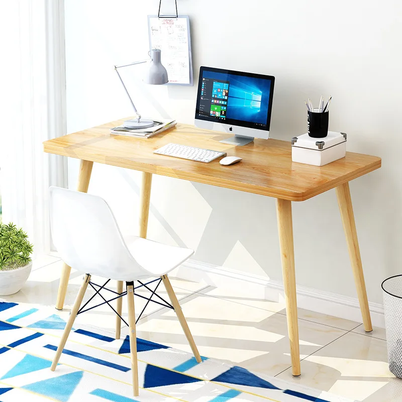 

American-Style Solid Wood Desktop Pine Wood Desk Household Single Person Computer Table Simple Strip Assembly Writing Desk Art