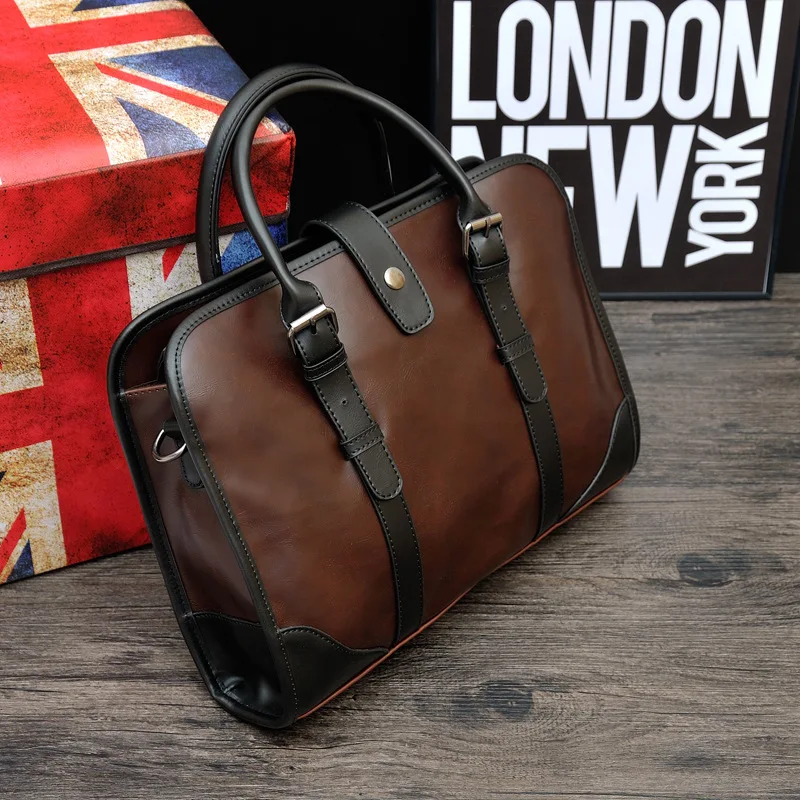 

New business handbag men's retro shoulder briefcase