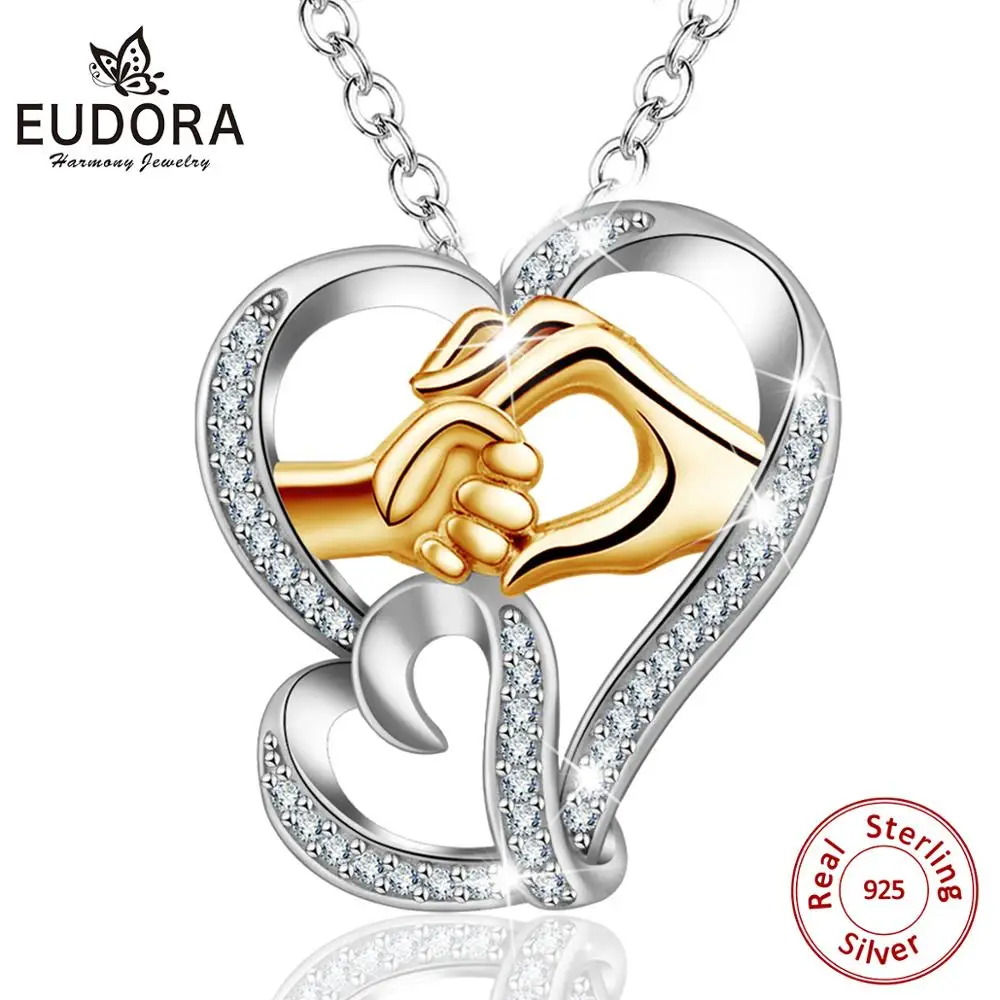 Ожерелье с подвеской EUDORA Mom Love Baby ручная работа 925 пробы серебристый модный