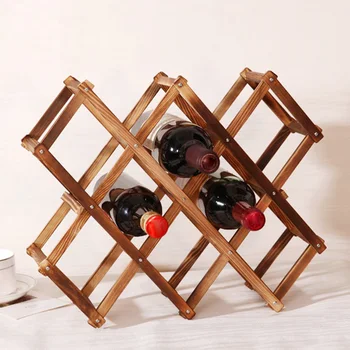 

Expandable Wine Rack Foldable Wooden Bottle Holder Free Standing Home Bar Kitchen Wine Storage Organizer