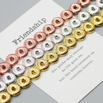 

WLYeeS 10mm Round Gold SIlvers Donuts Hematite Beads Natural Stone Charms Spacer Loose bead for Jewelry Bracelet making DIY 15"