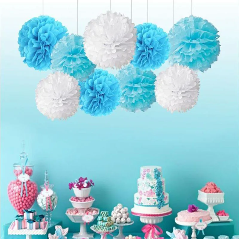 

9pcs Tissue Paper Pompoms Wedding Decorative Paper Flowers Ball Baby Shower Birthday Party Decoration paper pom poms