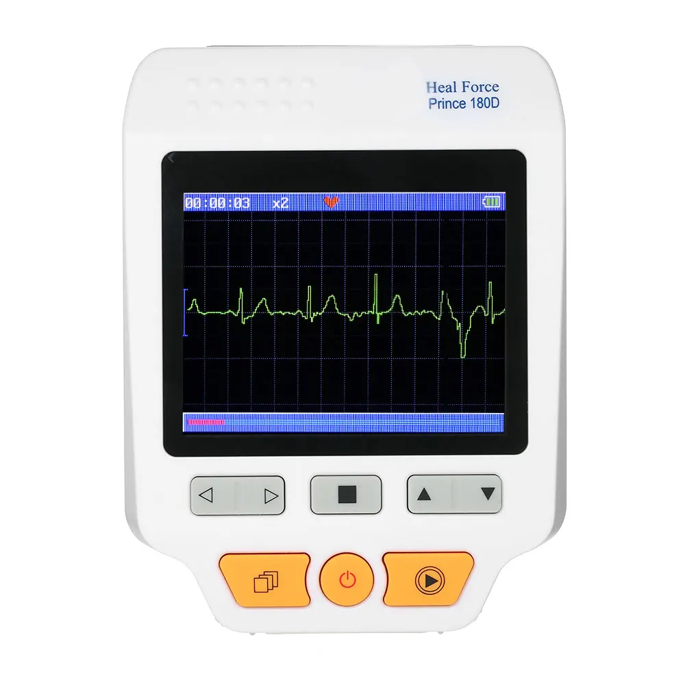 

Heal Force Prince 180D Medical Portable ECG EKG Heart Rate Monitor LCD Chest Limb Electrocardiograph 3 channel 25pcs Lead wires